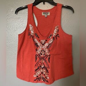 Ecote Coral Sequin Embellished Tank Top
